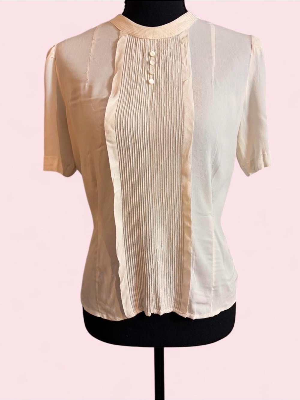 Vintage Cream Blouse with Buttons